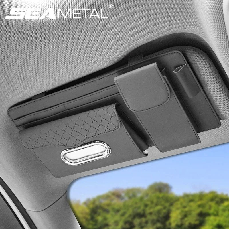 Organisateur de Pare-Soleil Voiture en Cuir – Multifonction & Élégant image 0