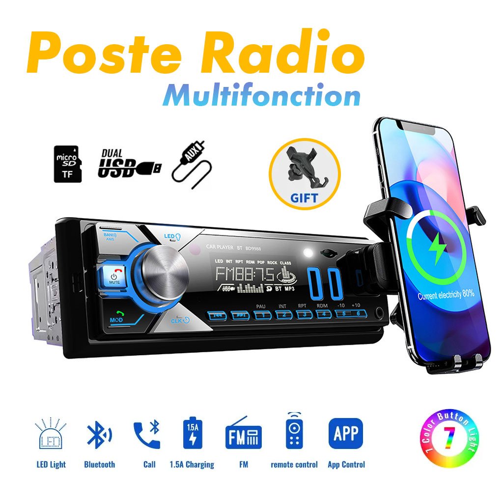 Autoradio Bluetooth FM 12V – Écran LCD – USB/TF – 60W image 1