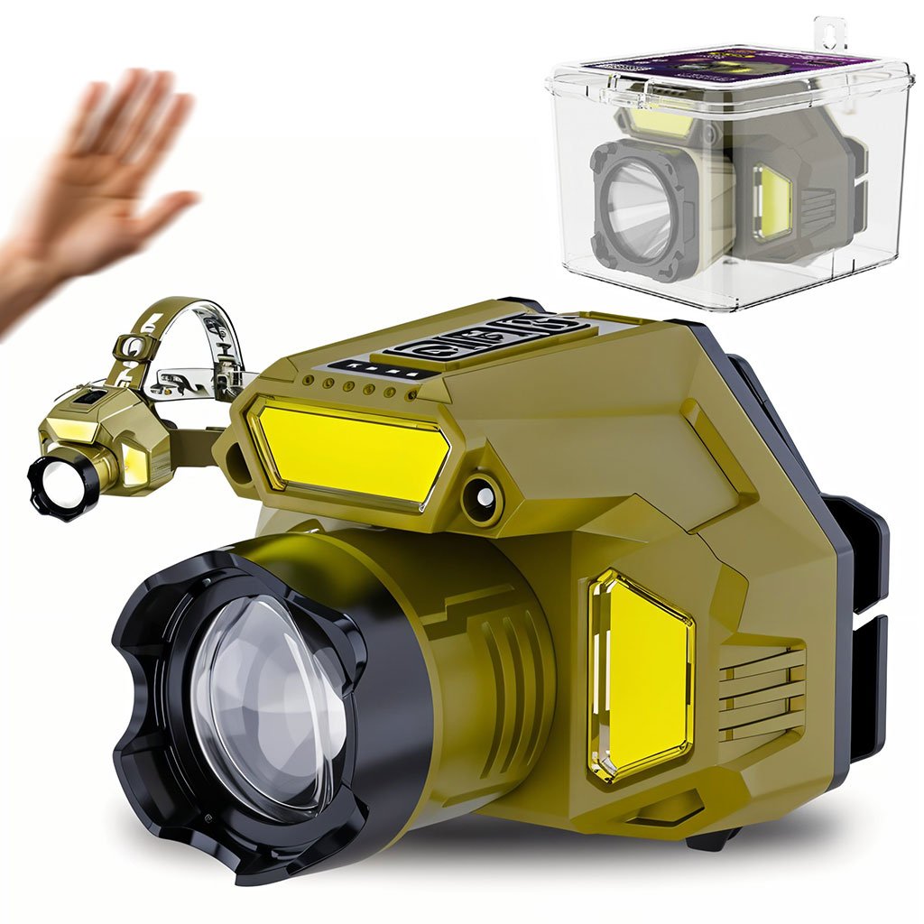 Lampe frontale à détection de mouvement  مصباح رأسي قابل للشحن image 5