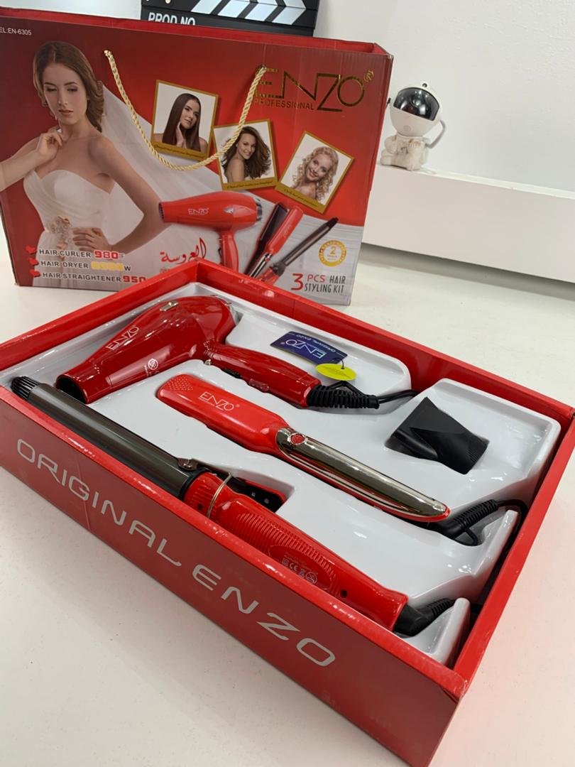 Coffret Coiffure 3 en 1 ENZO – Sèche-Cheveux, Lisseur et Boucleur Puissants طقم تصفيف الشعر 3 في 1 من ENZO – مجفف، مملس ومكواة تجعيد قوية image 6