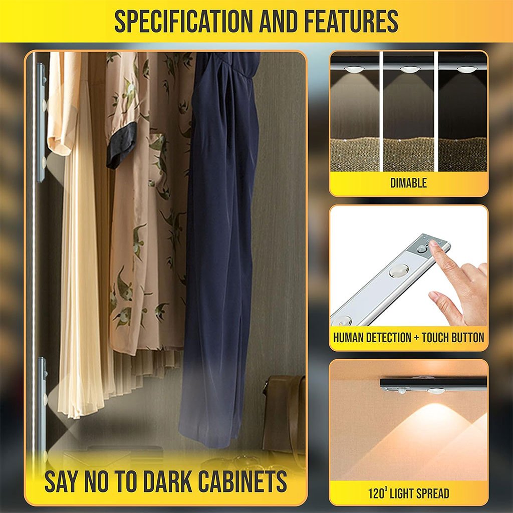 Lampe LED Rechargeable avec Détecteur De Mouvement Intérieur 3 Modes 40CM image 5