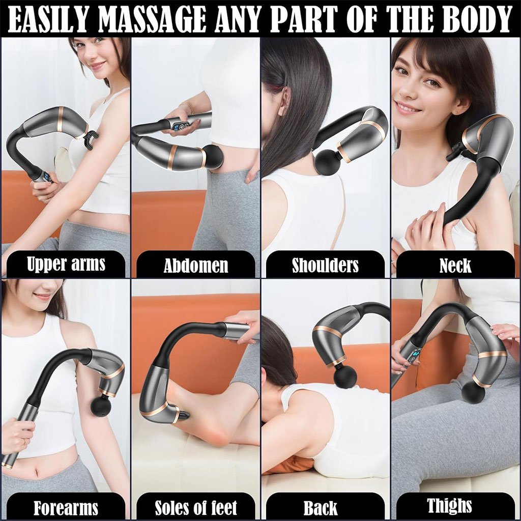 Pistolet de Massage poignée allongée avec 4 têtes – Soulagement Rapide et Design Ergonomique image 3