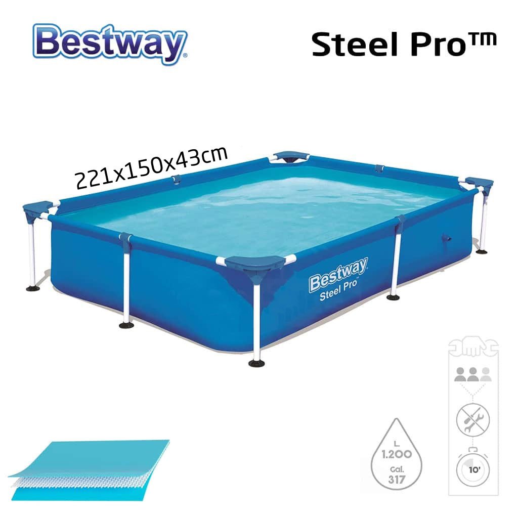 Piscine Tubulaire Enfant Steel Pro 221 x 150 x 43 cm Bestway – مسبح أطفال بإطار معدني قوي image 0