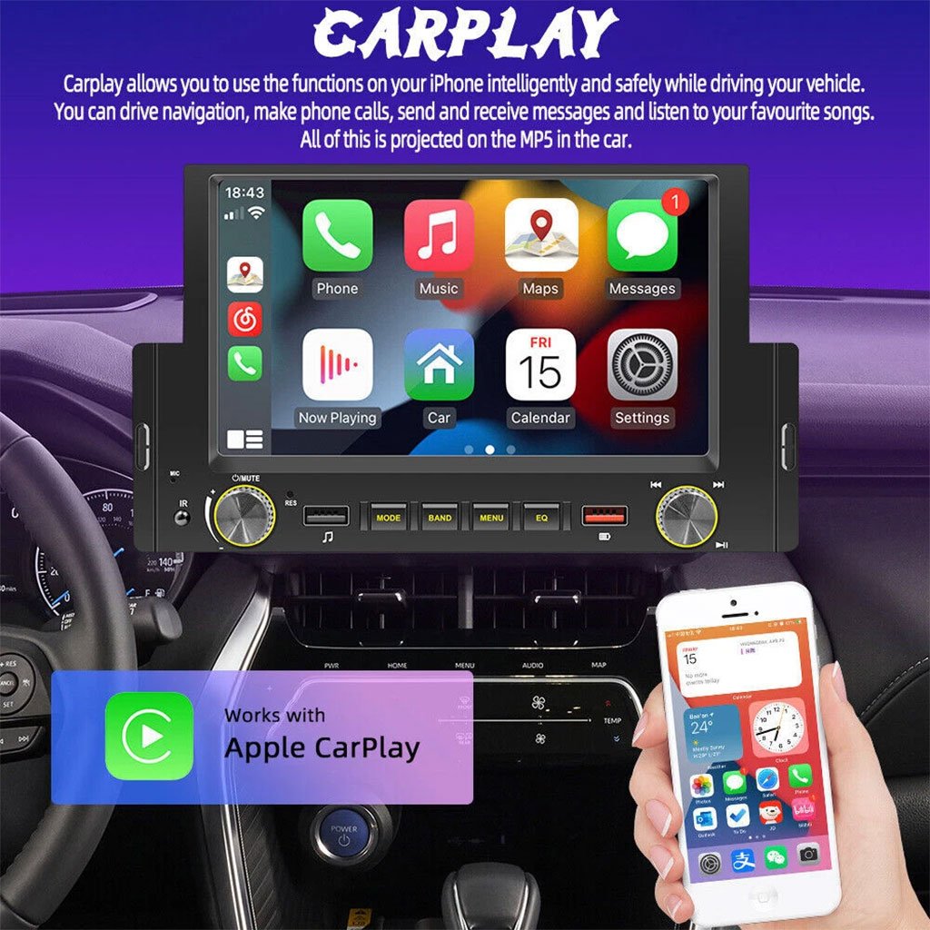 Autoradio à écran tactile avec Apple CarPlayer Android Auto et GPS Intégré image 3
