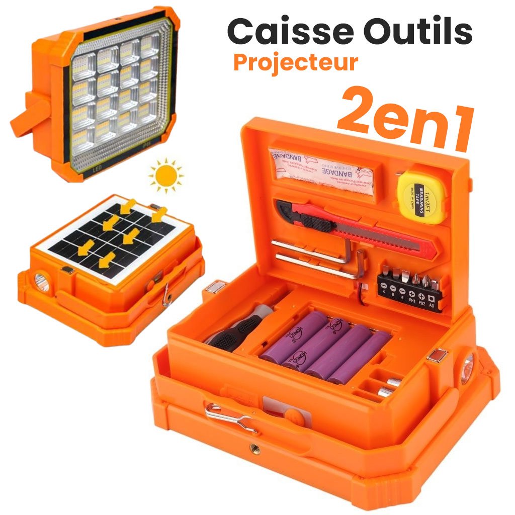 Projecteur LED Solaire rechargeable multifonction – puissance et outils dans un seul appareil image 0