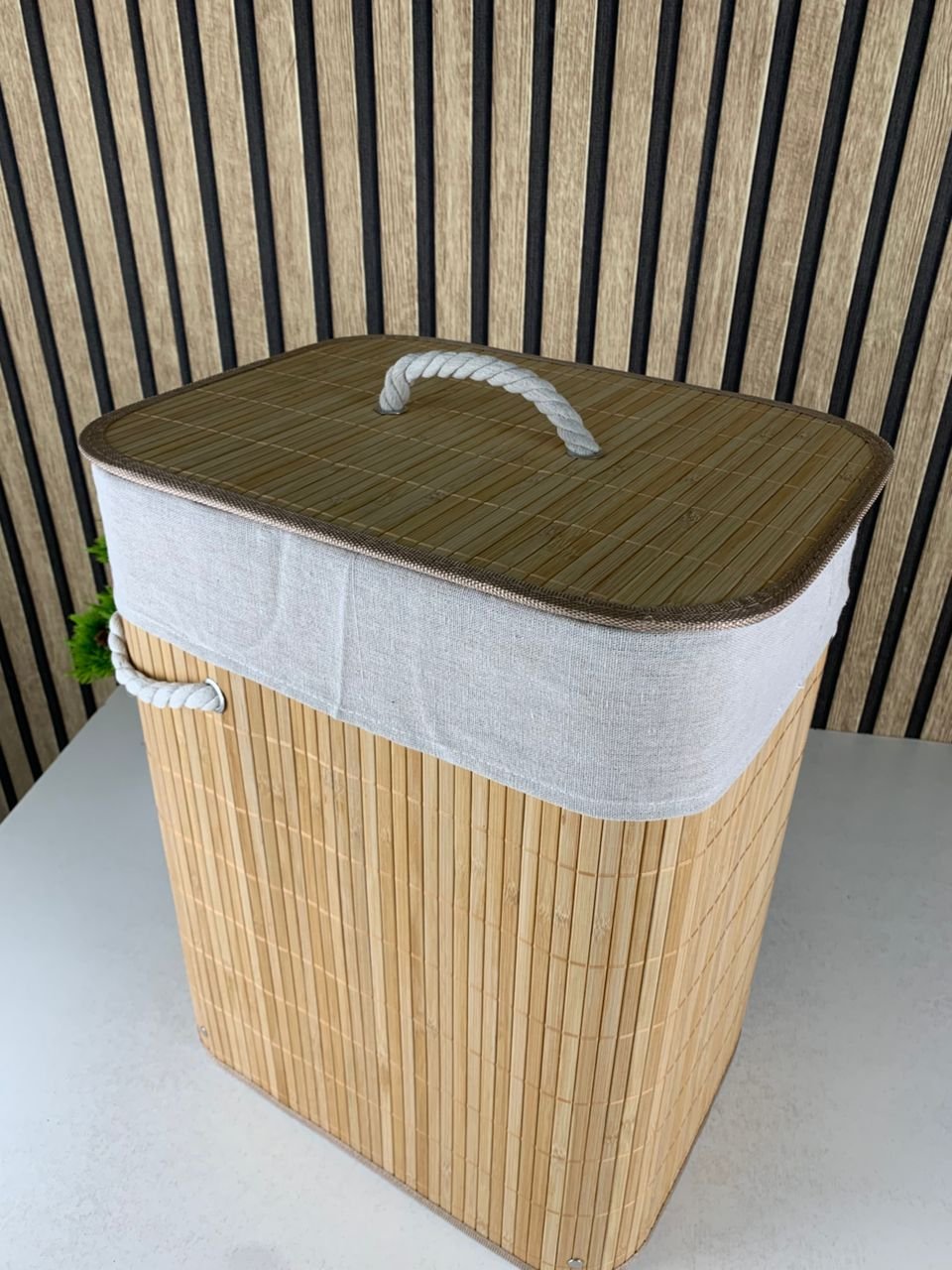 panier à linge en bambou naturel – Capacité généreuse et design élégant image 4