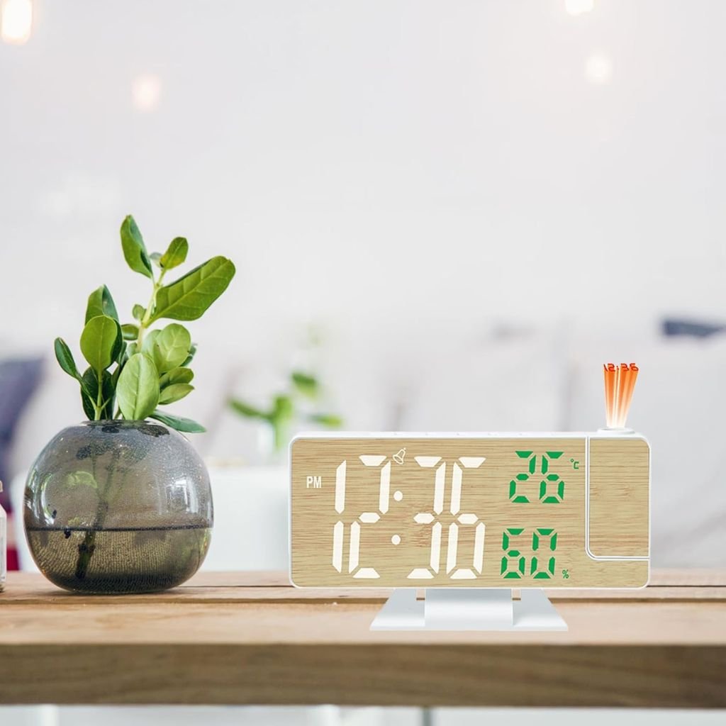Horloge Numérique de Bureau avec Projection et Capteurs Température & Humidité – Jiqoe image 5