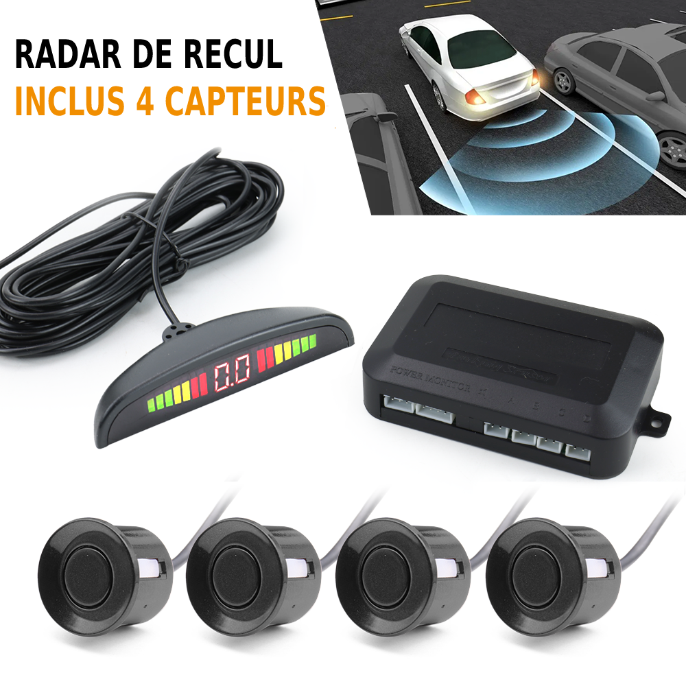 Kit de Capteurs de Stationnement avec Écran LED Sans Fil – 4 Capteurs, Alerte Sonore et Visuelle image 0
