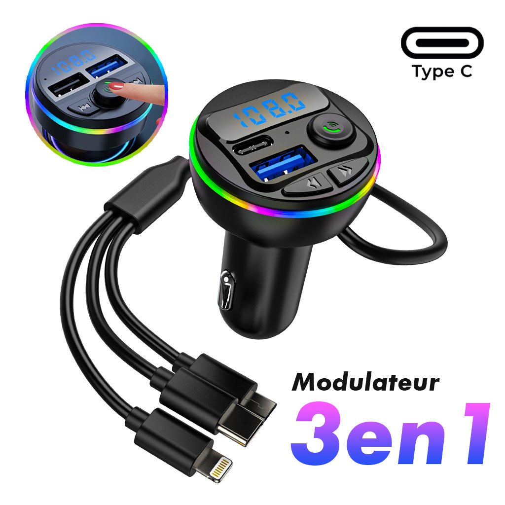 Transmetteur Bluetooth Voiture avec Charge Rapide, Appels Mains Libres et Lecture Multi-Sources image 2