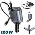 Chargeur Voiture Rétractable 4-en-1 – Câbles Type-C & iOS image 0