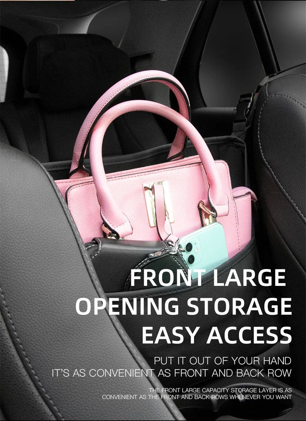 Sac de Rangement en Cuir pour Siège de Voiture – Support Central & Multi-Compartiments image 4