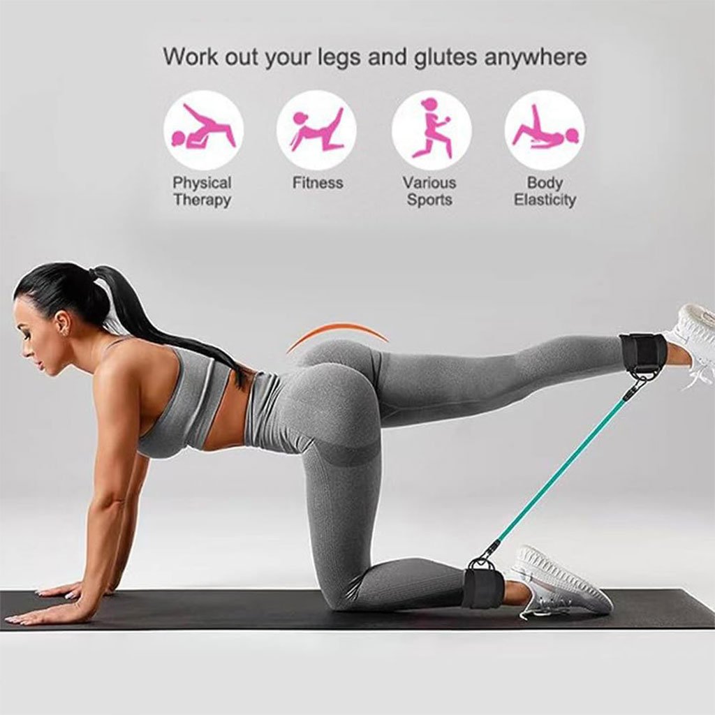 Bande de Résistance de Fitness avec Sangle Cheville – Entraînement Complet des Jambes à Domicile ou en Voyage image 7