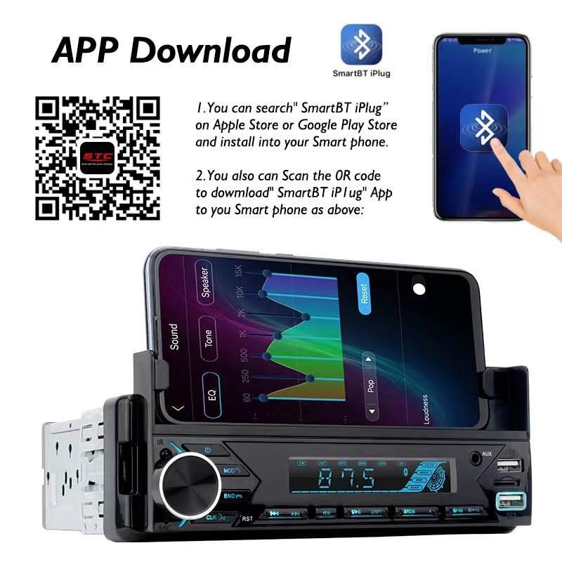 Autoradio MP3 Bluetooth 1DIN – USB, FM, Télécommande, App image 4