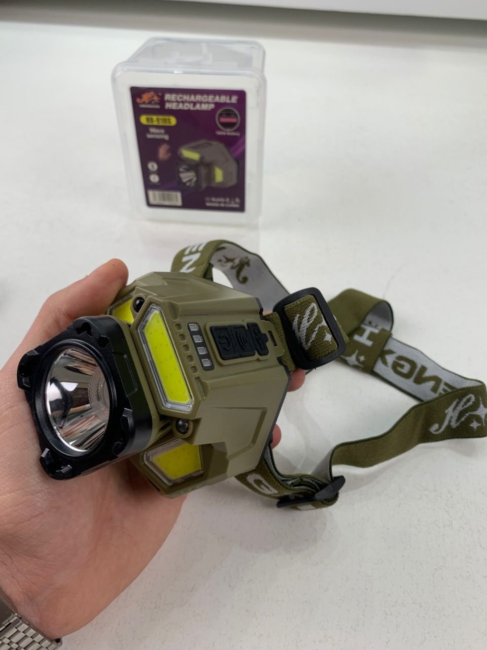 Lampe frontale à détection de mouvement  مصباح رأسي قابل للشحن image 4
