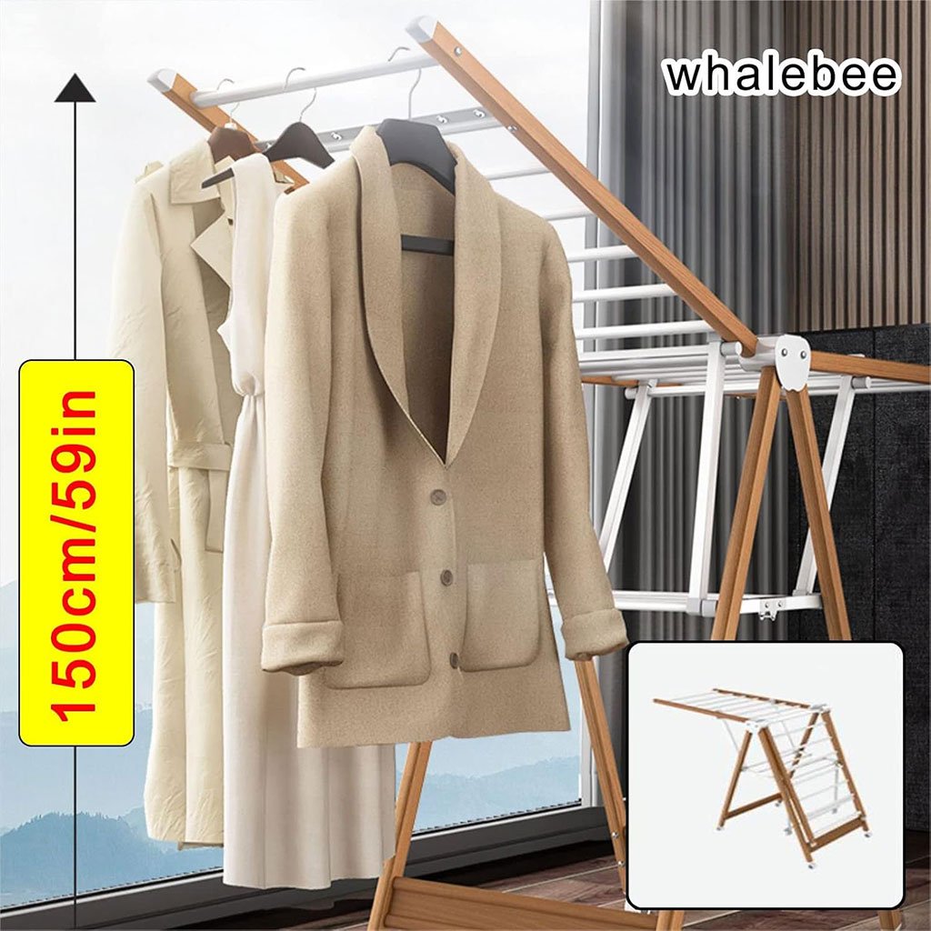 Étendoir à linge pliable en aluminium avec roulettes – Grande capacité image 6