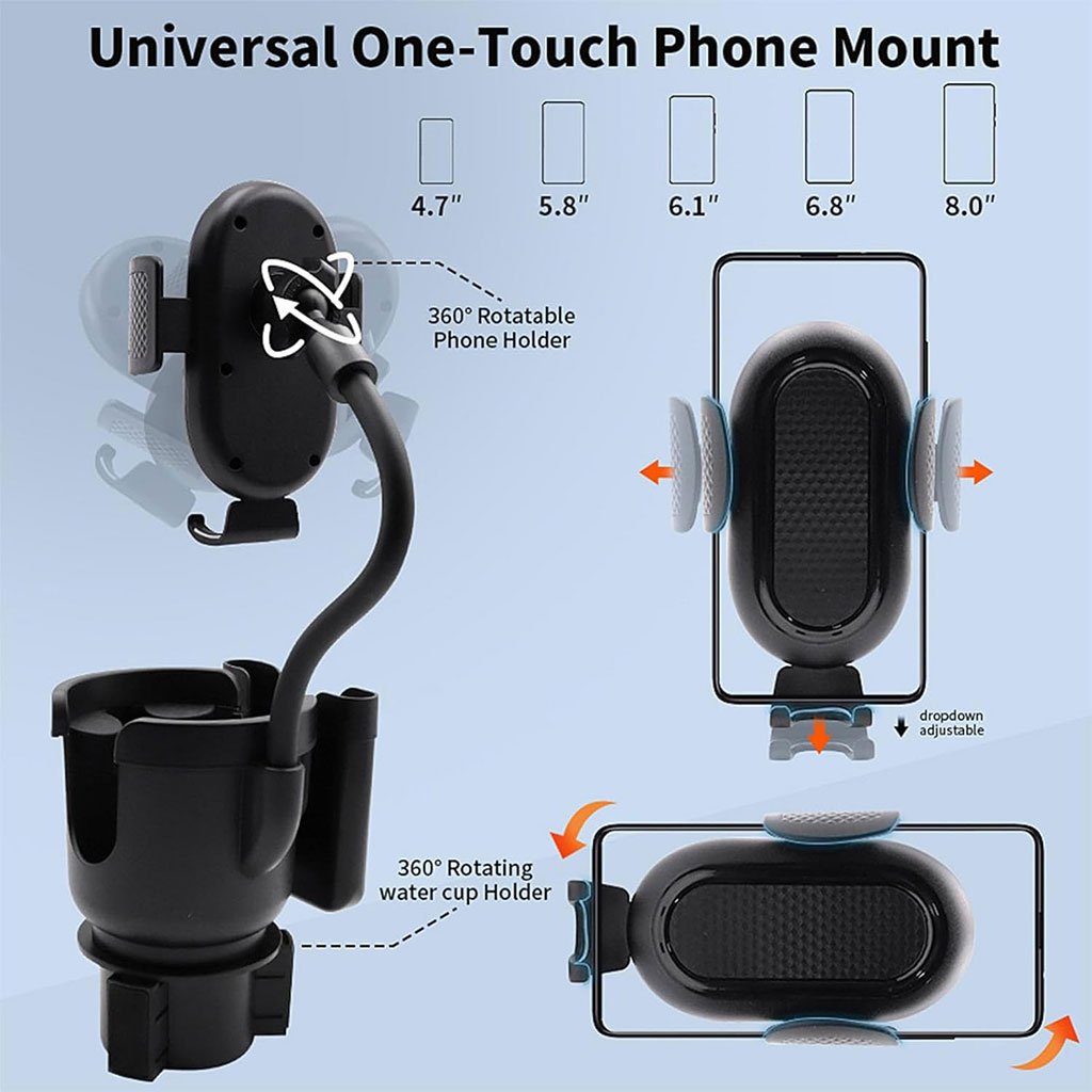 Support Téléphone Voiture avec Porte-Gobelet Intégré – Réglable & Rotatif image 4