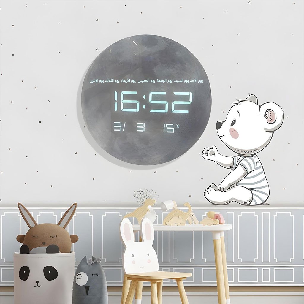 Horloge Murale LED 13" avec Température et Calendrier image 2