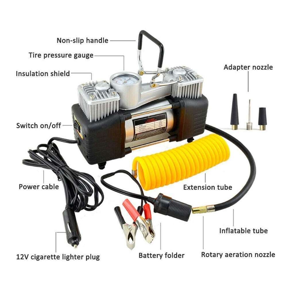 Compresseur Voiture Double Cylindre 12V avec Kit de Réparation – Jusqu'à 150 PSI image 4
