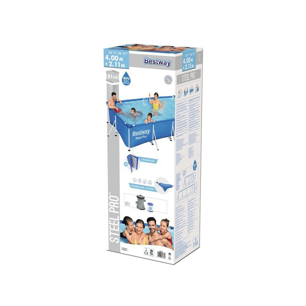 pack piscine rectangulaire Bestway 400 x 211 x 81 cm + pompe + filtre + kit de reparation et autre image 6