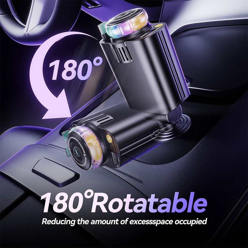 Chargeur de Voiture Rétractable 5 en 1 avec Aromathérapie et Lumière Ambiante image 6