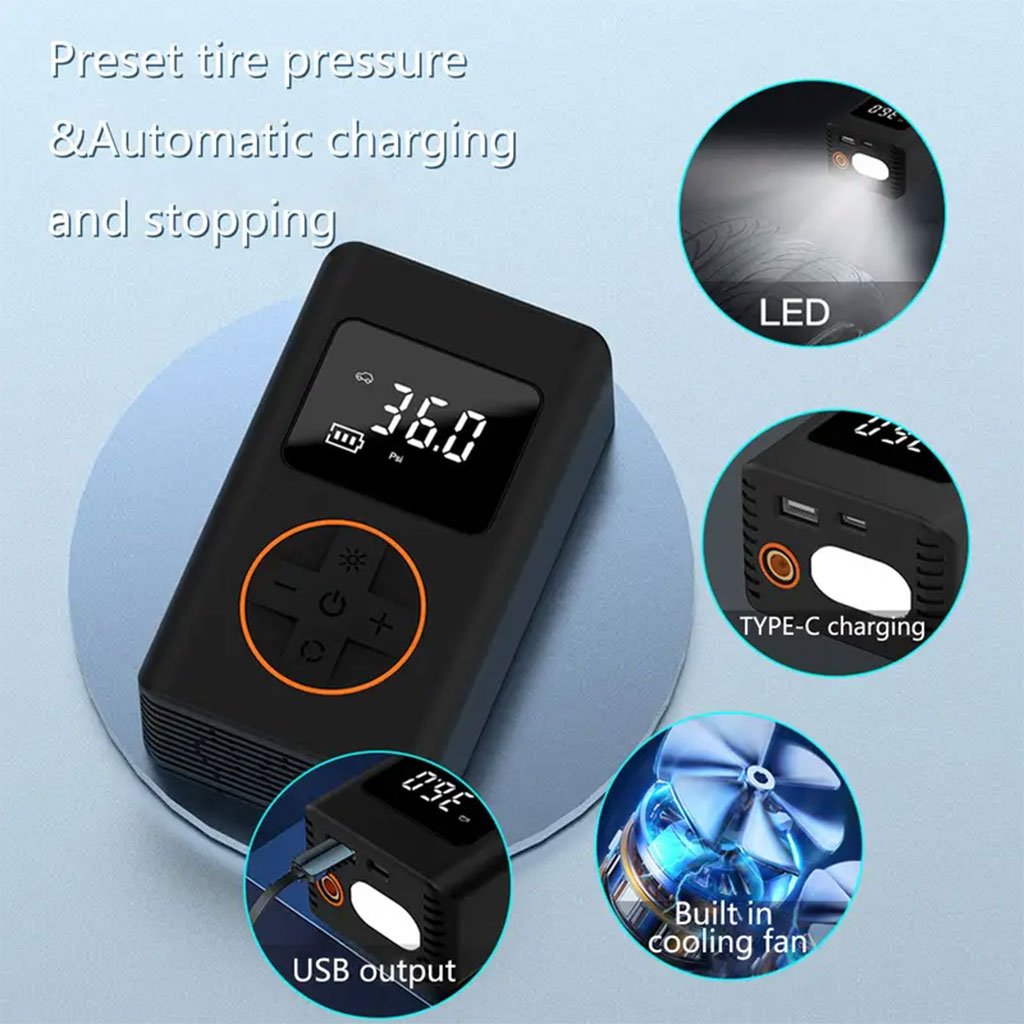 Compresseur d’air pour pneus de voiture avec manomètre numérique image 1
