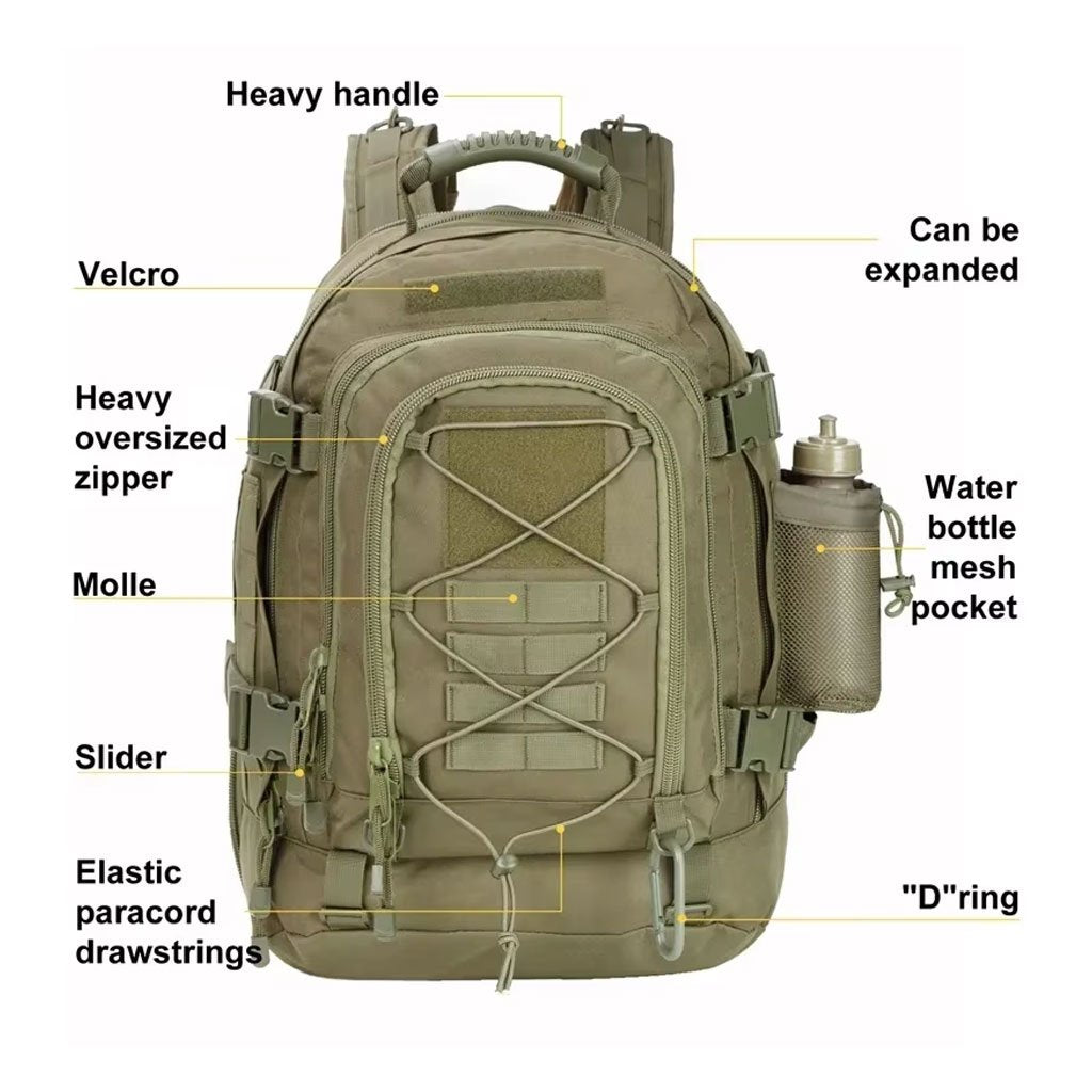 Sac à Dos Tactique 60L Extensible et Résistant – Polyvalent et Confortable image 2