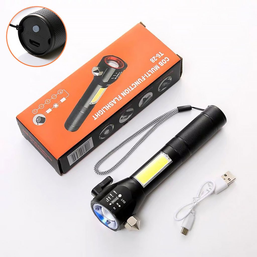 Lampe Torche LED Rechargeable avec Brise-Vitre – 300 Lumens, USB, Étanche IPX6 image 2