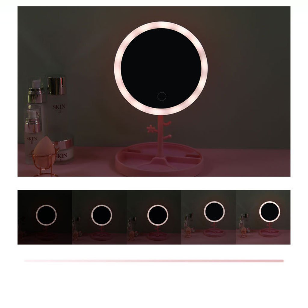 Miroir LED de Maquillage Cœur avec Plateau & Rotation 180° – Rechargeable USB image 4