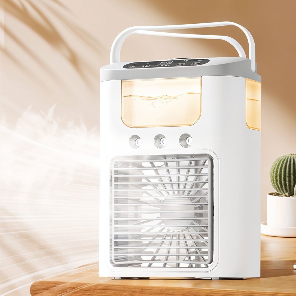 Mini Refroidisseur d’Air 3-en-1 avec USB, Humidificateur et Veilleuse LED image 3