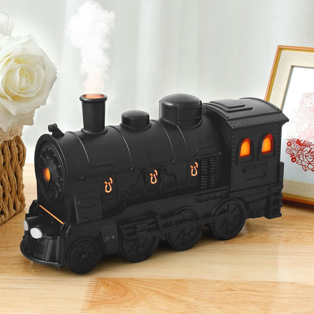 Diffuseur d’Huiles Essentielles Train Vintage 300 ml Humidificateur LED Silencieux