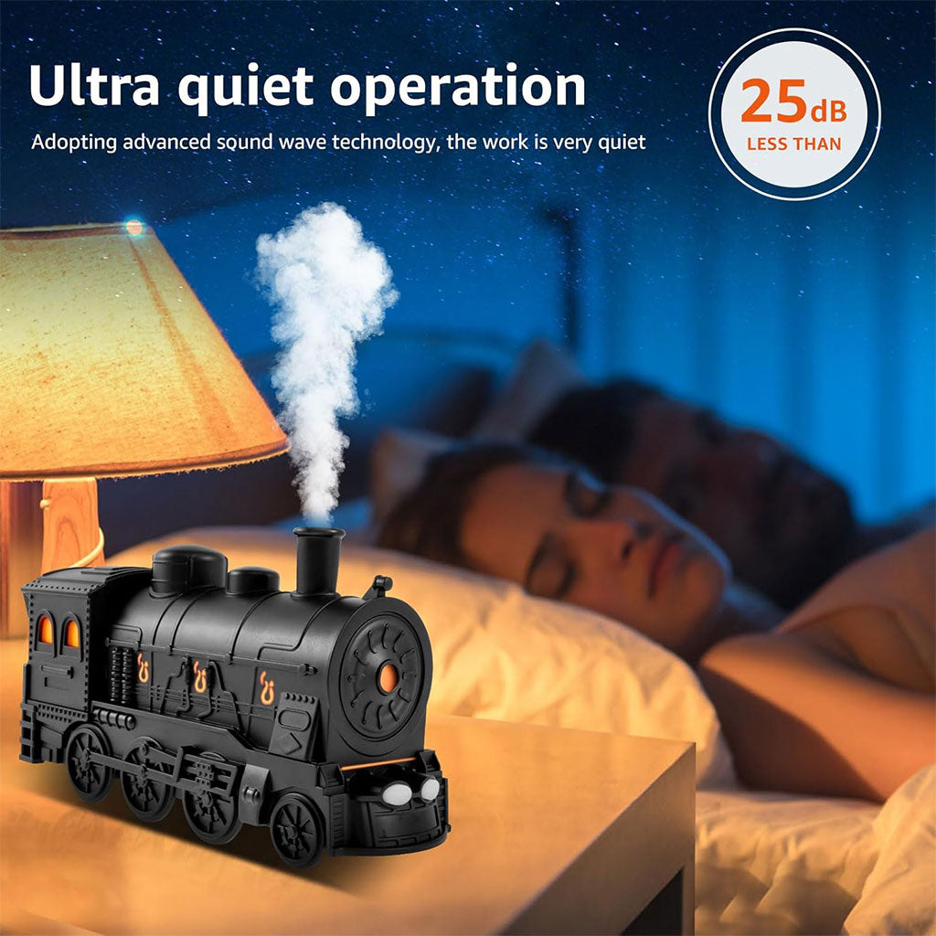Diffuseur d’Huiles Essentielles Train Vintage 300 ml Humidificateur LED Silencieux