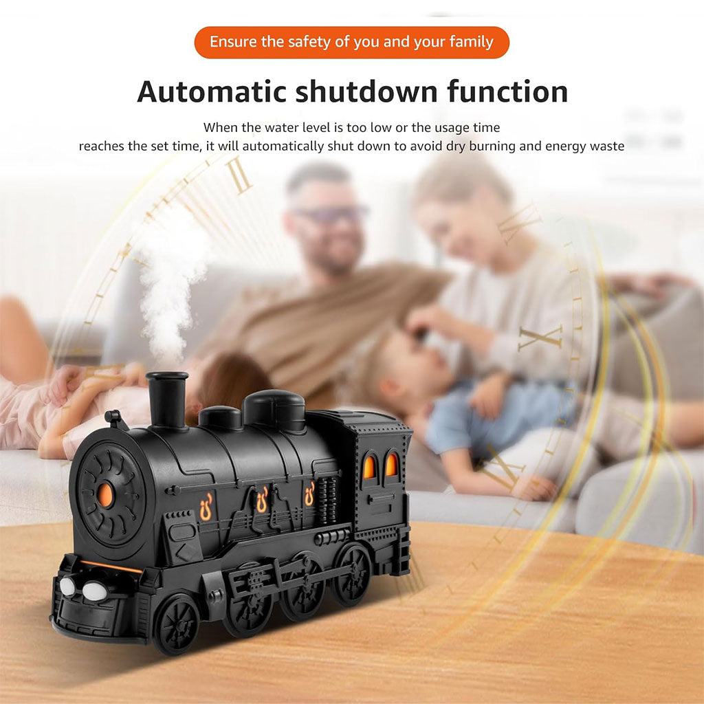 Diffuseur d’Huiles Essentielles Train Vintage 300 ml Humidificateur LED Silencieux