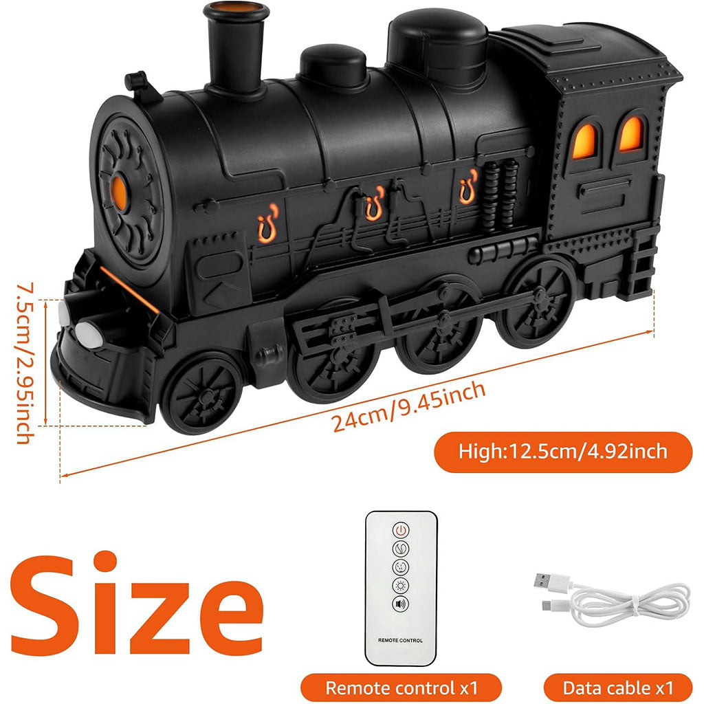 Diffuseur d’Huiles Essentielles Train Vintage 300 ml Humidificateur LED Silencieux