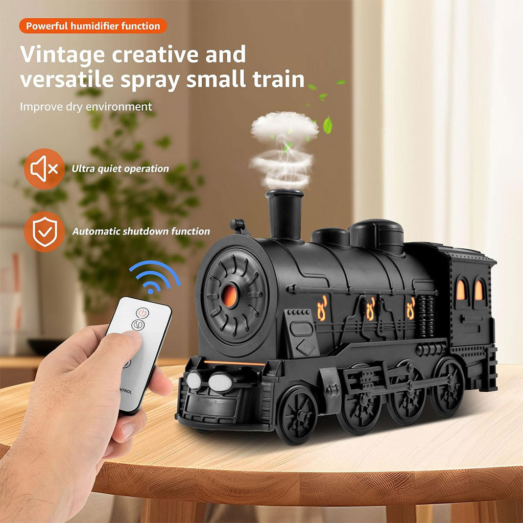 Diffuseur d’Huiles Essentielles Train Vintage 300 ml Humidificateur LED Silencieux