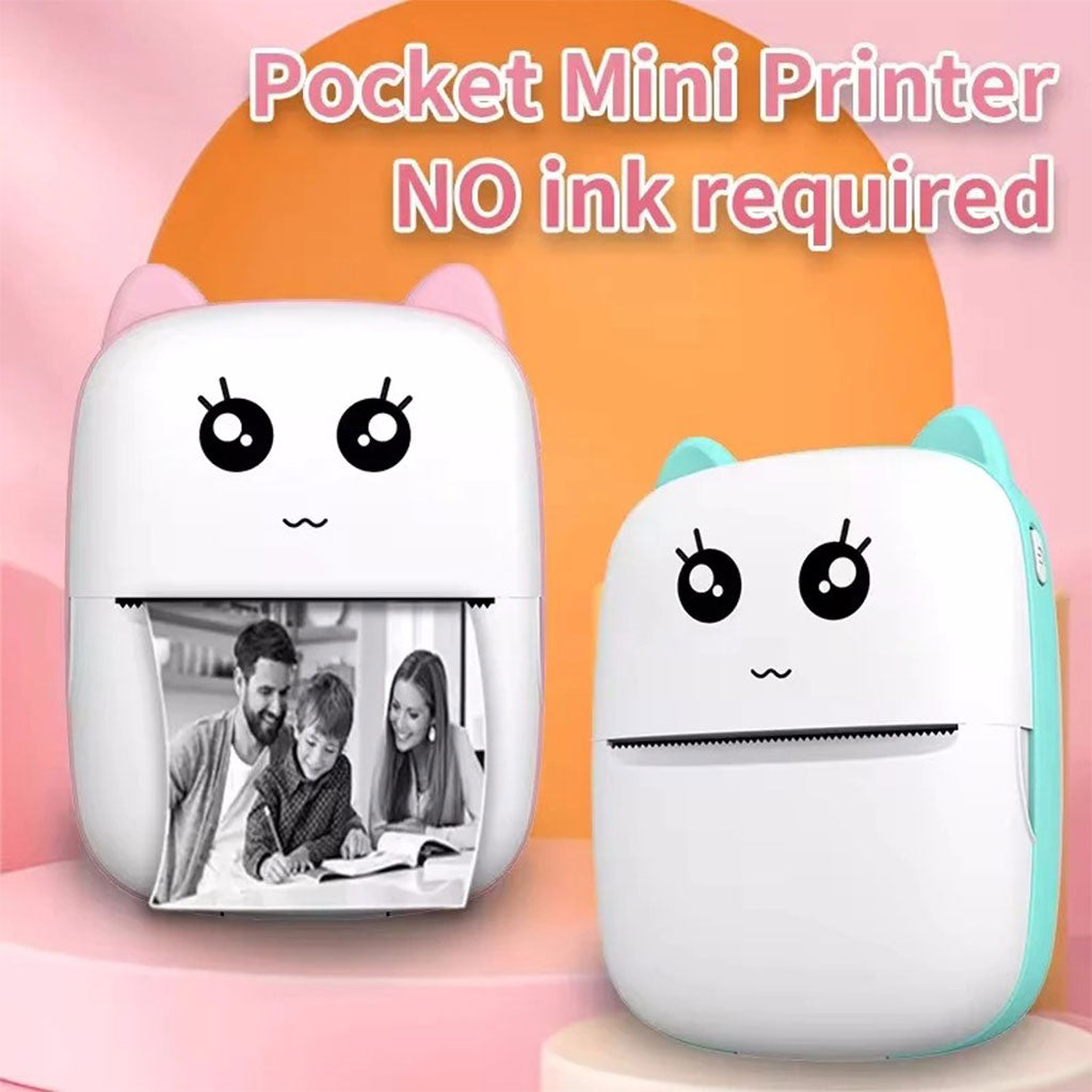 Imprimante Thermique Portable Bluetooth Sans Encre Mini Imprimante de Poche 200 DPI