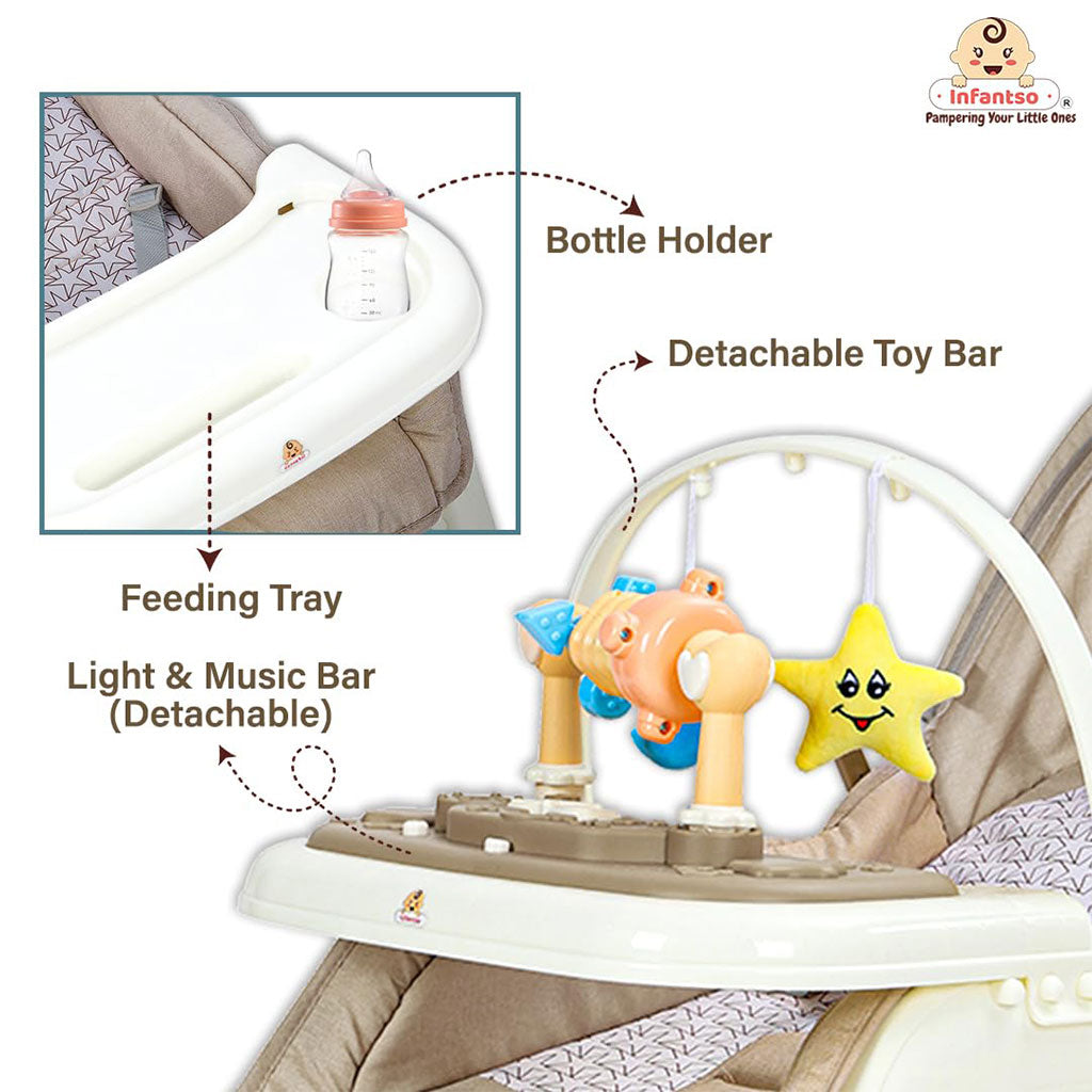 Chaise Bébé Multifonction 5 en 1 Évolutive avec Balancelle, Trotteur et Chaise Haute