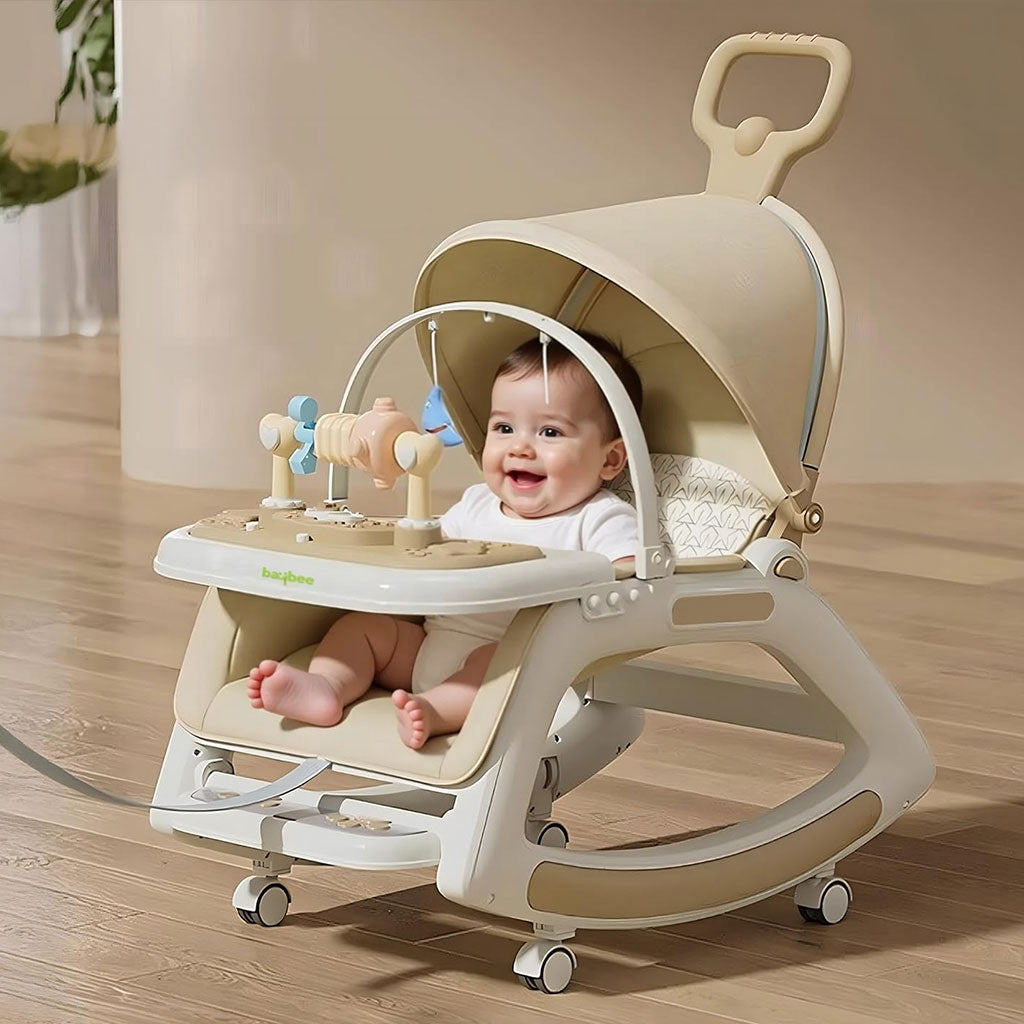 Chaise Bébé Multifonction 5 en 1 Évolutive avec Balancelle, Trotteur et Chaise Haute