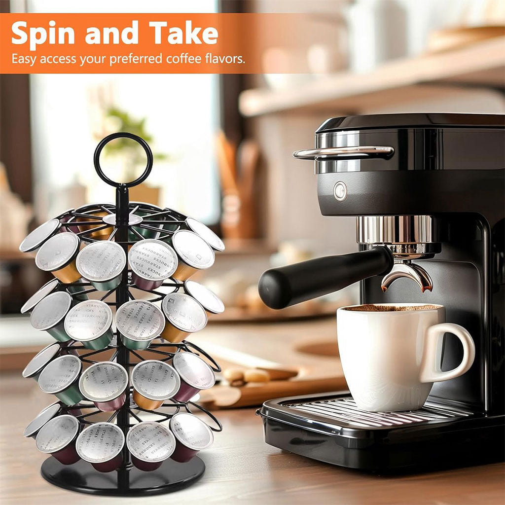 Support à Capsules de Café Rotatif : Organisation Élégante et Gain de Place