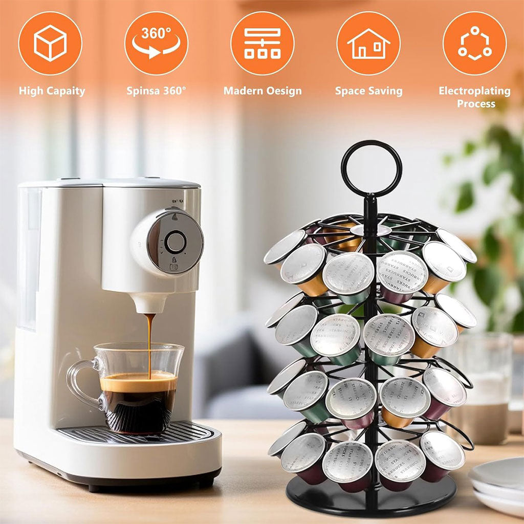 Support à Capsules de Café Rotatif : Organisation Élégante et Gain de Place