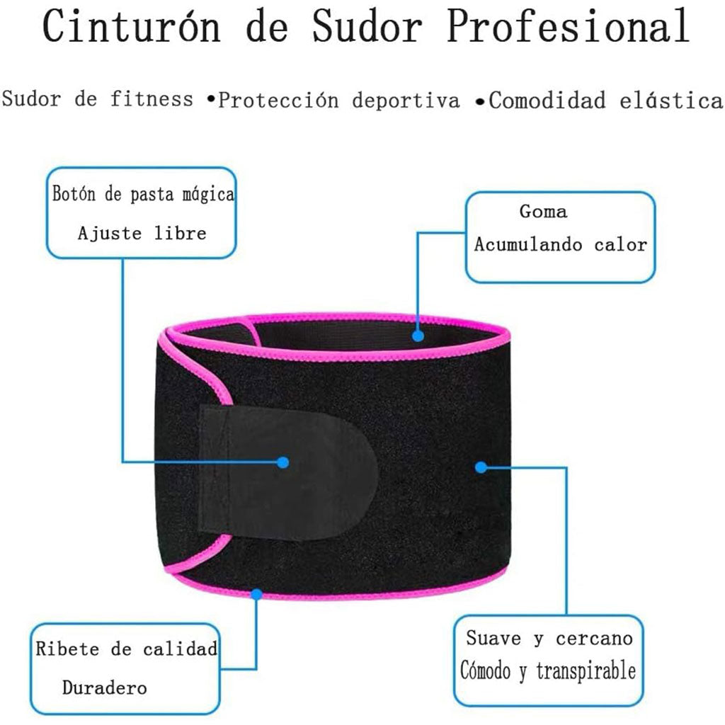 Ceinture de taille fitness 110 cm rose – entraînement, sudation et maintien ajustable