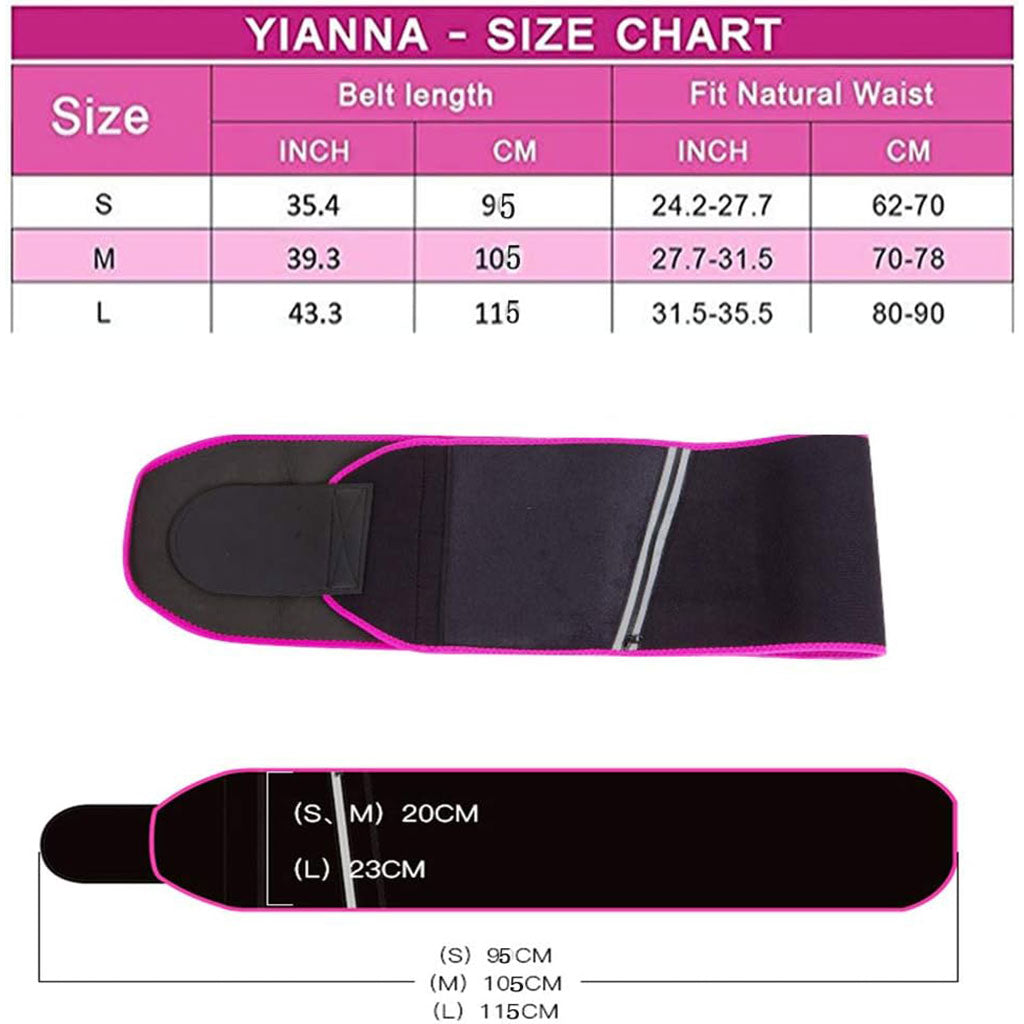 Ceinture de taille fitness 110 cm rose – entraînement, sudation et maintien ajustable