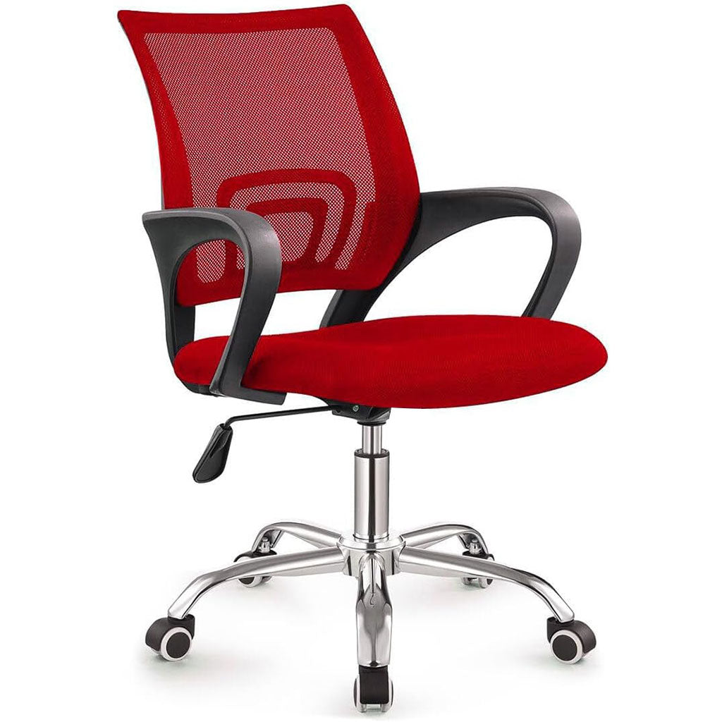 Chaise de Bureau Ergonomique en Maille Respirante avec Soutien Lombaire Rouge