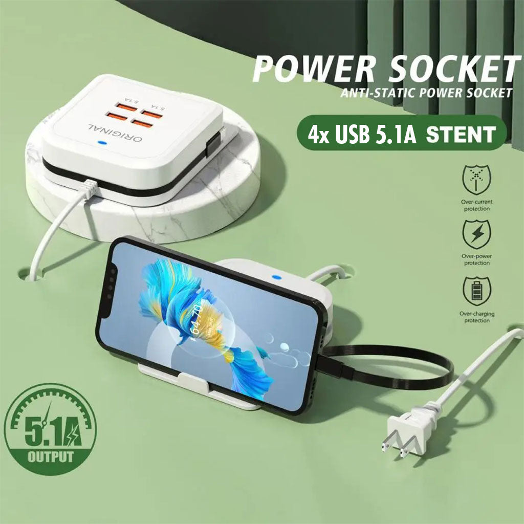 Chargeur Multi-Ports USB 4 Sorties – Charge Rapide et Sécurisée
