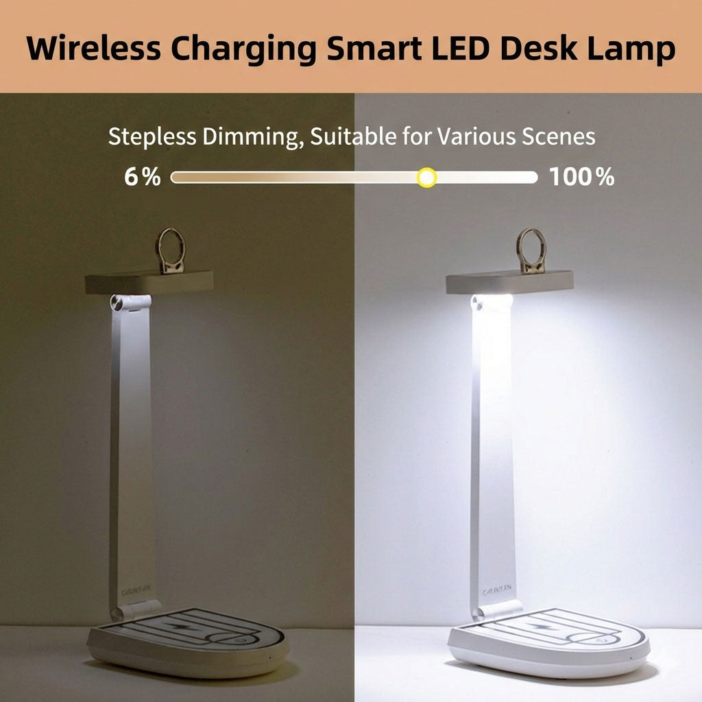 Lampe LED avec Chargeur Sans Fil 15W – Design Moderne & Touch Control