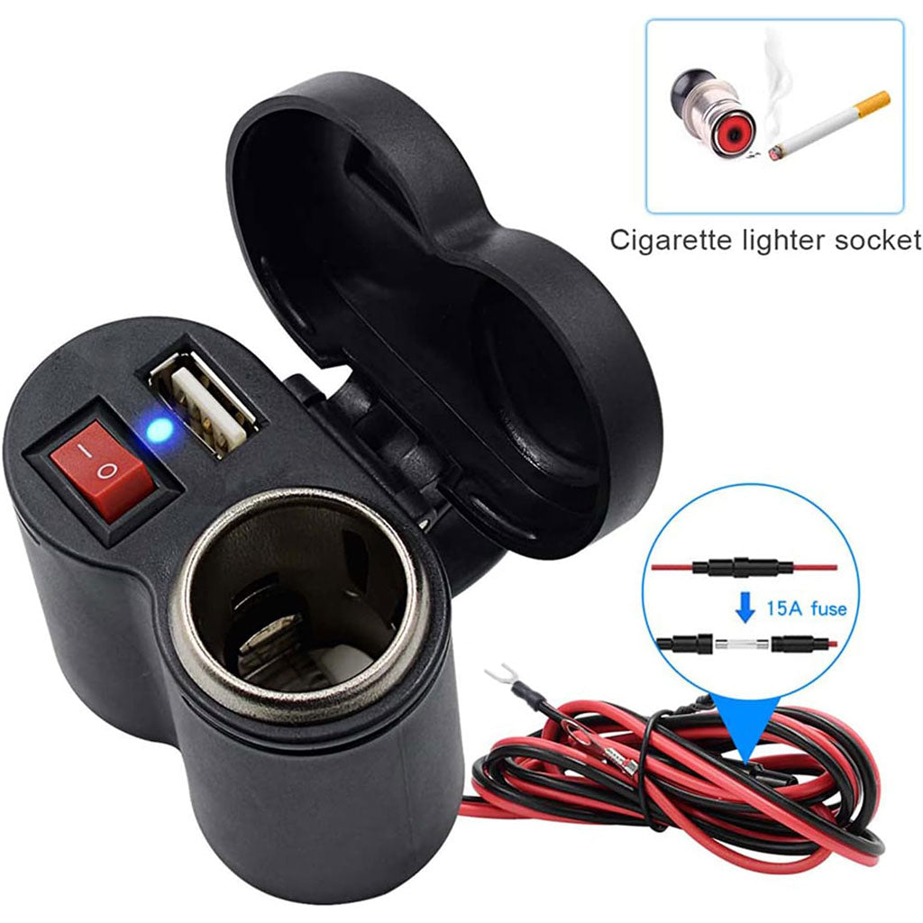 Titre : Chargeur USB Moto 12–24V avec Support Guidon – Prise Allume-Cigare Étanche