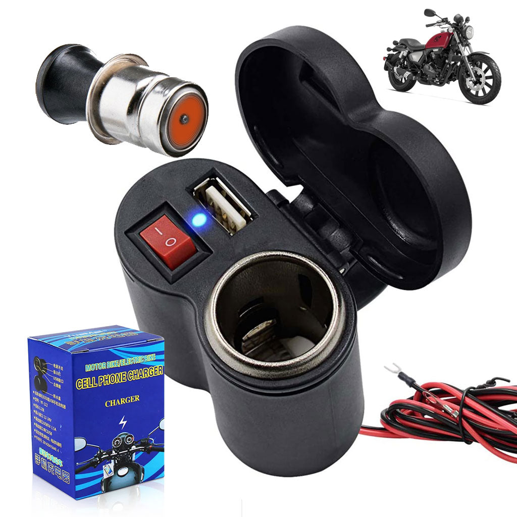 Titre : Chargeur USB Moto 12–24V avec Support Guidon – Prise Allume-Cigare Étanche