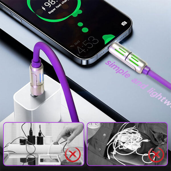 Câble de Charge Universel 4-en-1 Ultra-Rapide 240W avec Indicateurs LED