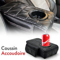 Coussin Accoudoir Voiture avec Porte-Gobelet Intégré en Cuir Imperméable
