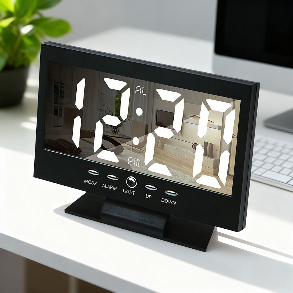 Réveil Digital LED Miroir 6.5” Double Alarme Snooze