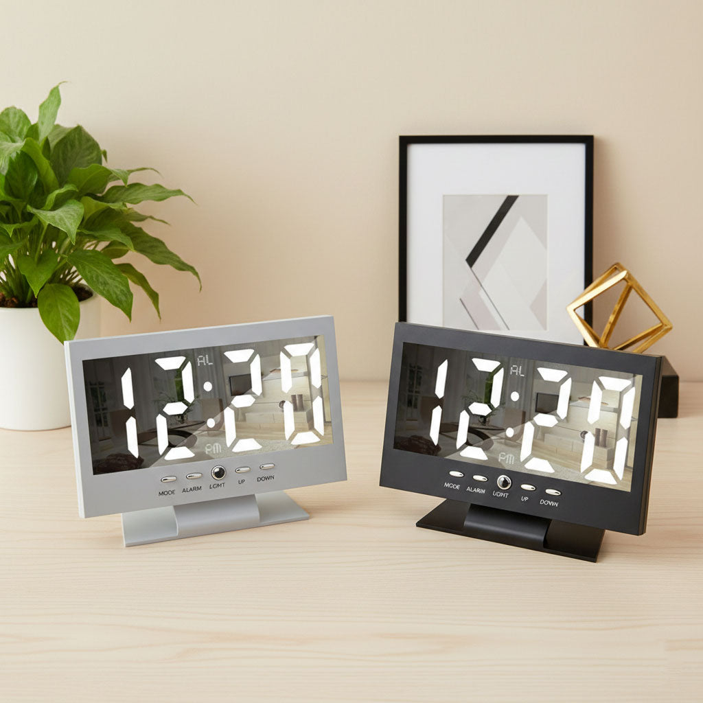 Réveil Digital LED Miroir 6.5” Double Alarme Snooze